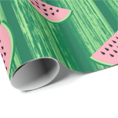 Aquarellfarbe Rosa und grünes Wassermelone Muster Geschenkpapier (Rolleneckpunkt)