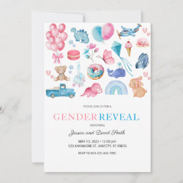 Aquarellfarbe Rosa und Illustriertes Blaues Geschl Einladung