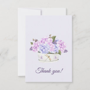 Aquarellfarbe Rosa und Lila Hydrangea-Blume Dankeskarte