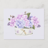 Aquarellfarbe Rosa und Lila Hydrangea-Blume Postkarte (Vorderseite)