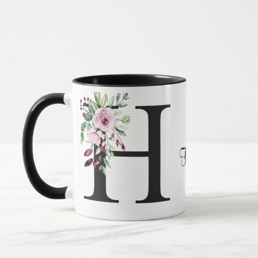 "Aquarellfarbe Rosa und Lila Rose Erste Tasse "H" (Links)