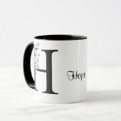 "Aquarellfarbe Rosa und Lila Rose Erste Tasse "H" (Vorderseite Links)