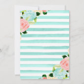Aquarellfarbe Rosa und Minze Blume Abschluss Einladung (Rückseite)