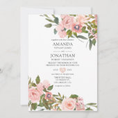 Aquarellfarbe Rosa und Rose Gold Rose Hochzeit Einladung (Vorderseite)