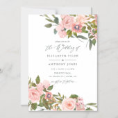Aquarellfarbe Rosa und Rose Gold Rose Hochzeit Magneteinladung (Vorderseite)