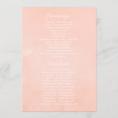 Aquarellfarbe Rosa und Rose Gold Rose Hochzeit Programm (Rückseite)