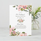 Aquarellfarbe Rosa und Rose Gold Rose Hochzeit Programm (Stehend Vorderseite)