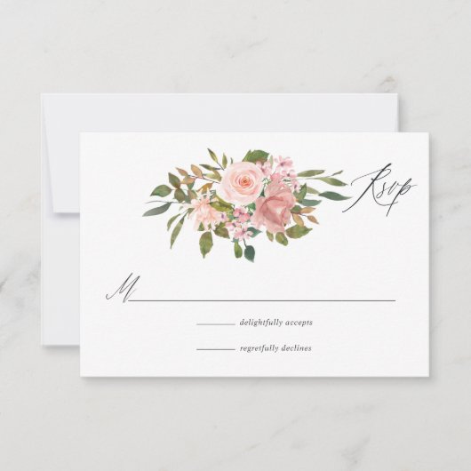 Aquarellfarbe Rosa und Rose Gold Rose Hochzeit RSVP Karte (Vorderseite)