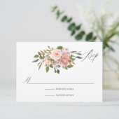 Aquarellfarbe Rosa und Rose Gold Rose Hochzeit RSVP Karte (Stehend Vorderseite)