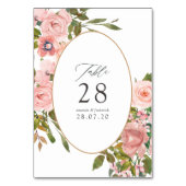 Aquarellfarbe Rosa und Rose Gold Rose Hochzeit Tischnummer (Rückseite)