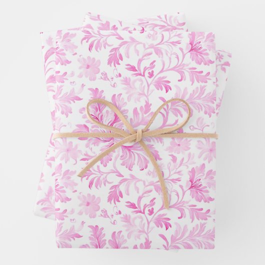 Aquarellfarbe Rosa und Weiße Blüte Geschenkpapier Set (Beispiel)
