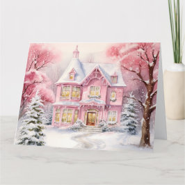Aquarellfarbe Rosa Weihnachten Hintergrund Dankeskarte