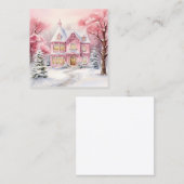 Aquarellfarbe Rosa Weihnachten Hintergrund Quadratische Visitenkarte (Vorne/Hinten)