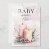 Aquarellfarbe Rosa WeihnachtenKerzen 1. Geburtstag Einladung (Vorderseite)