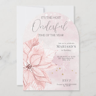 Aquarellfarbe Rosa Weihnachtsfeiertag Blume 1. Geb Einladung