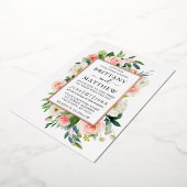 Aquarellfarbe Rosa Weiße Foto Rose Gold Folieneinladung (Gedreht)