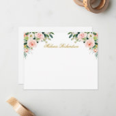Aquarellfarbe Rosa Weißes Blumengold Personalisier Mitteilungskarte (Vorderseite/Rückseite Beispiel)