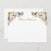 Aquarellfarbe Rosa Weißes Blumengold Personalisier Mitteilungskarte (Vorne/Hinten)