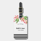 Aquarellfarbe Rosa Weißes Petunias Blumenbild Gepäckanhänger (Vorderseite vertikal)