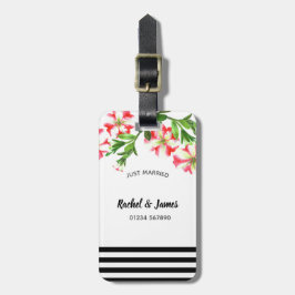 Aquarellfarbe Rosa Weißes Petunias Blumenbild Gepäckanhänger