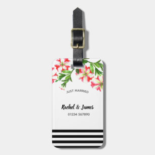 Aquarellfarbe Rosa Weißes Petunias Blumenbild Gepäckanhänger