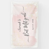 Aquarellfarbe Rosa x Gold Bat Mitzvah Banner (Vertikal)
