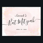 Aquarellfarbe Rosa x Gold Bat Mitzvah Begrüßungsze Poster<br><div class="desc">Dieses elegante Fledermaus Mitzvah Willkommensschild Poster mit weißem Hintergrund mit rot-rosa Pinselstrichen in Aquarell und Imitaten goldenen Spritzern. Personalisieren Sie es für Ihre Bedürfnisse. Mehr passende Produkte finden Sie in meinem Geschäft.</div>