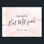Aquarellfarbe Rosa x Gold Bat Mitzvah Begrüßungsze Poster<br><div class="desc">Dieses elegante Fledermaus Mitzvah Willkommensschild Poster mit weißem Hintergrund mit rot-rosa Pinselstrichen in Aquarell und Imitaten goldenen Spritzern. Personalisieren Sie es für Ihre Bedürfnisse. Mehr passende Produkte finden Sie in meinem Geschäft.</div>