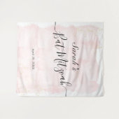 Aquarellfarbe Rosa x Gold Bat Mitzvah Willkommen Wandteppich (Vorderseite (Horizontal))