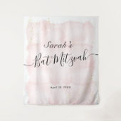 Aquarellfarbe Rosa x Gold Bat Mitzvah Willkommen Wandteppich (Vorderseite)