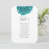 Aquarellfarbe sukkulent. Aquamarine Hochzeitstabel Einladung (Stehend Vorderseite)