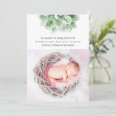 Aquarellfarbe sukkulent. Neugeborene. Grüne Kaktee Ankündigung (Stehend Vorderseite)