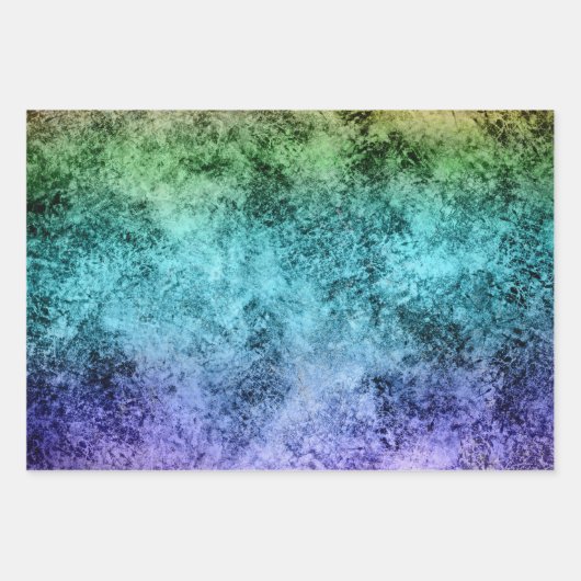 Aquarellfarbe Textur Rosa Türkisfarben Regenbogen Geschenkpapier Set (Vorderseite 3)