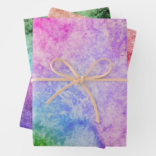 Aquarellfarbe Textur Rosa Türkisfarben Regenbogen Geschenkpapier Set (Beispiel)