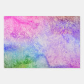 Aquarellfarbe Textur Rosa Türkisfarben Regenbogen Geschenkpapier Set (Vorderseite)