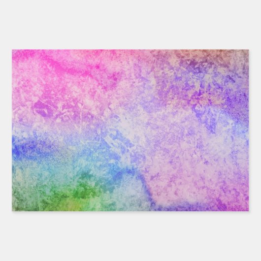 Aquarellfarbe Textur Rosa Türkisfarben Regenbogen Geschenkpapier Set (Vorderseite)