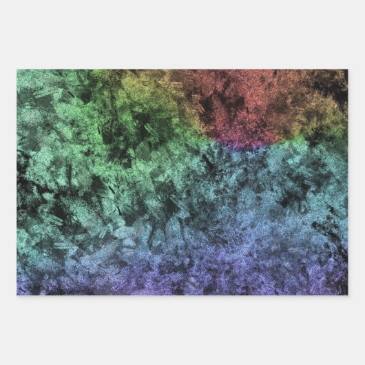 Aquarellfarbe Texturblau grüner Regenbogen Geschenkpapier Set (Vorderseite 2)
