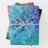 Aquarellfarbe Texturblau grüner Regenbogen Geschenkpapier Set (Beispiel)
