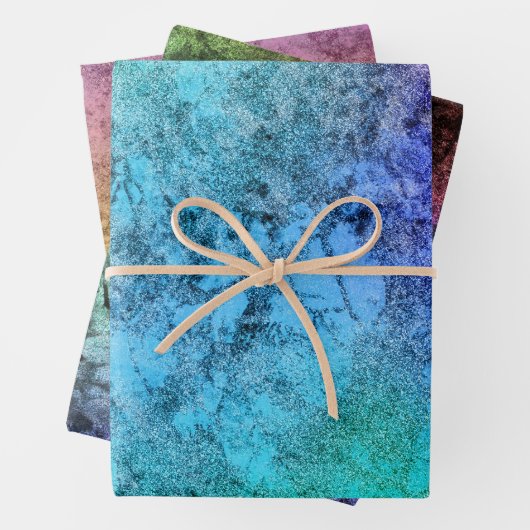 Aquarellfarbe Texturblau grüner Regenbogen Geschenkpapier Set (Beispiel)