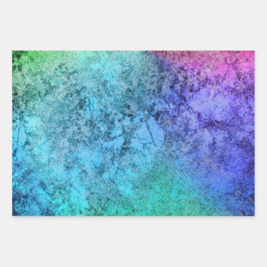 Aquarellfarbe Texturblau grüner Regenbogen Geschenkpapier Set (Vorderseite)
