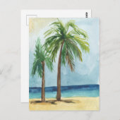 Aquarellfarbe tropische Kokospalme Postkarte (Vorne/Hinten)