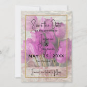 Aquarellfarbe Tulips Bouquet Save the Date Einladung (Vorderseite)