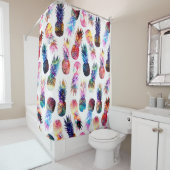 Aquarellfarbe und Nebula Ananas Illustration Duschvorhang (Beispiel)