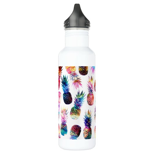 Aquarellfarbe und Nebula Ananas Illustration Edelstahlflasche (Links)