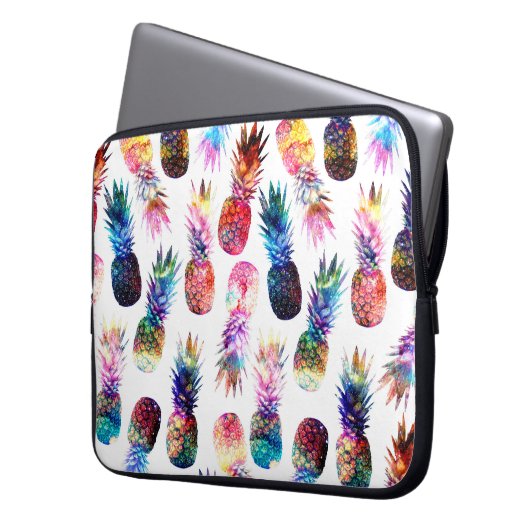 Aquarellfarbe und Nebula Ananas Illustration Laptopschutzhülle (Vorderseite Links)
