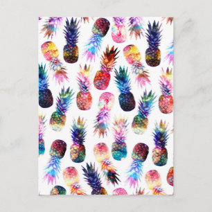 Aquarellfarbe und Nebula Ananas Illustration Postkarte