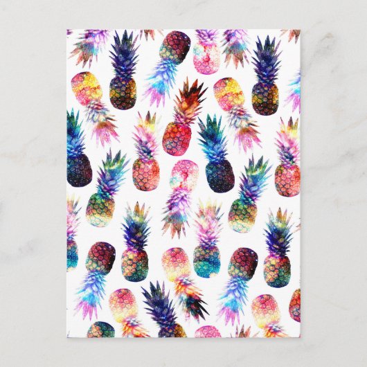 Aquarellfarbe und Nebula Ananas Illustration Postkarte (Vorderseite)
