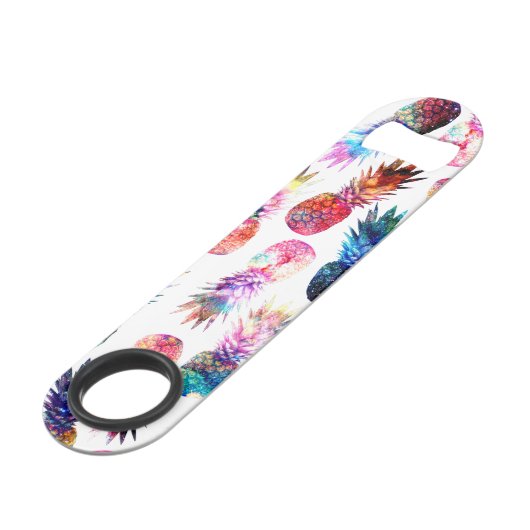 Aquarellfarbe und Nebula Ananas Illustration Speedflaschenöffner (Vorderseite Schrägansicht)