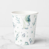 Aquarellfarbe unter dem Meerespapier Pappbecher (Rückseite)