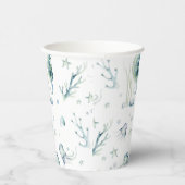 Aquarellfarbe unter dem Meerespapier Pappbecher (Rechts)